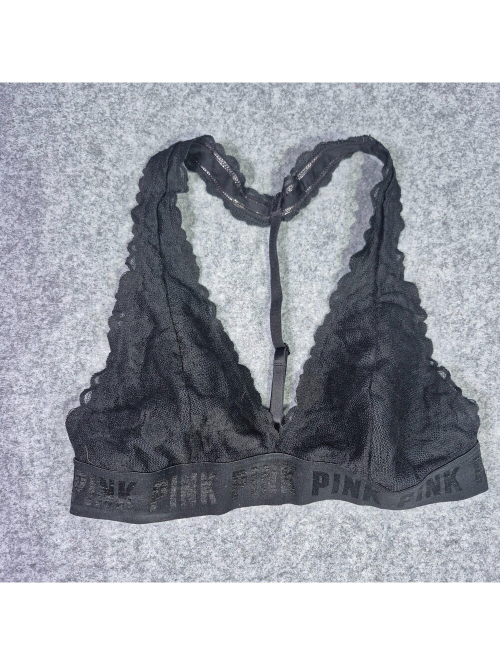 Victoria's Secret Black Sexy Lace Halter Bra Sz Med Intimates T-Strap